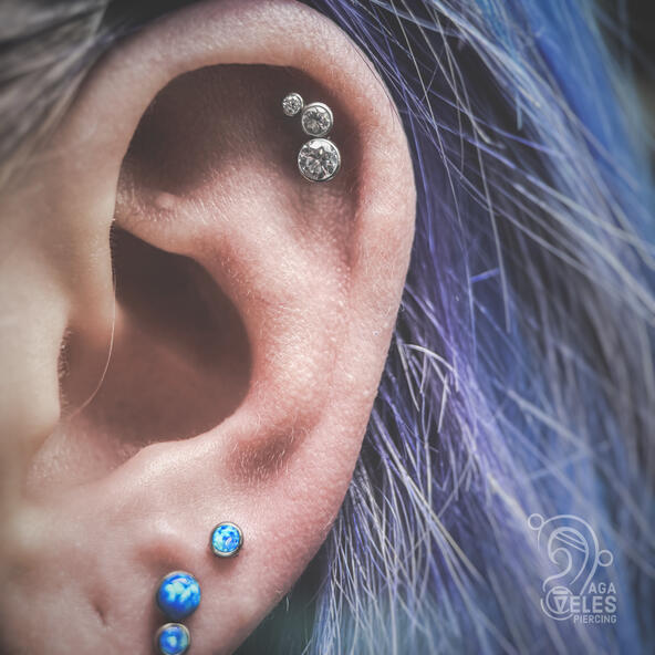 helix piercing with decorative top